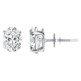 1.25 Cttw Oval Cubic Zirconia Solitaire Stud Earrings for Women in 925 Sterling Silver in Screw Back