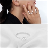 1 Ctw Round Cubic Zirconia Classic Solitaire Engagement Ring 925 Sterling Silver