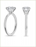 1.50 Ctw Round Cubic Zirconia Classic Solitaire Engagement Ring, 925 Sterling Silver