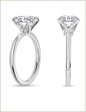2.50 Ctw Round Cubic Zirconia Classic Solitaire Engagement Ring, 925 Sterling Silver
