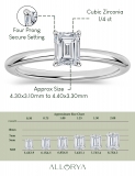 0.25 Ctw Emerald Cut Cubic Zirconia 4 Prong Solitaire Ring, 925 Sterling Silver