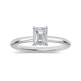 0.50 Ctw Emerald Cut Cubic Zirconia 4 Prong Solitaire Ring, 925 Sterling Silver