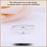 0.50 Ctw Emerald Cut Cubic Zirconia 4 Prong Solitaire Ring, 925 Sterling Silver