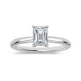 0.75 Ctw Emerald Cut Cubic Zirconia 4 Prong Solitaire Ring, 925 Sterling Silver