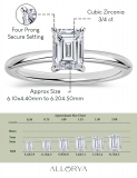 0.75 Ctw Emerald Cut Cubic Zirconia 4 Prong Solitaire Ring, 925 Sterling Silver