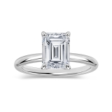 1.50 Ctw Emerald Cut Cubic Zirconia 4 Prong Solitaire Ring, 925 Sterling Silver
