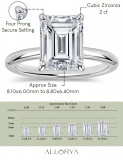 2.00 Ctw Emerald Cut Cubic Zirconia 4 Prong Solitaire Ring, 925 Sterling Silver