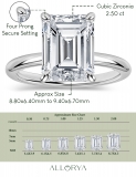 2.50 Ctw Emerald Cut Cubic Zirconia 4 Prong Solitaire Ring, 925 Sterling Silver