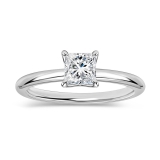 0.50 Ctw Princess Cubic Zirconia Solitaire Ring, 925 Sterling Silver