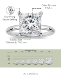 2.50 Ctw Princess Cubic Zirconia Solitaire Ring,925 Sterling Silver