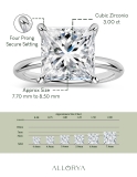 3.00 Ctw Princess Cubic Zirconia Solitaire Ring,925 Sterling Silver