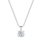 0.25 Ctw Round Solitaire Cubic Zirconia Classic Four Prong Pendant with 18 inch Silver Chain, 925 Sterling Silver