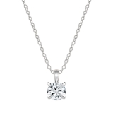 0.50 Ctw Round Solitaire Cubic Zirconia Classic Four Prong Pendant with 18 inch Silver Chain, 925 Sterling Silver