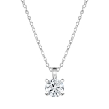 0.75 Ctw Round Solitaire Cubic Zirconia Classic Four Prong Pendant with 18 inch Silver Chain, 925 Sterling Silver