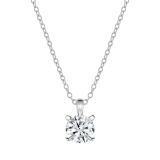 1.00 Ctw Round Solitaire Cubic Zirconia Classic Four Prong Pendant with 18 inch Silver Chain, 925 Sterling Silver