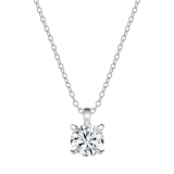 2.00 Ctw Round Solitaire Cubic Zirconia Classic Four Prong Pendant with 18 inch Silver Chain, 925 Sterling Silver