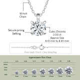 2.00 Ctw Round Solitaire Cubic Zirconia Classic Four Prong Pendant with 18 inch Silver Chain, 925 Sterling Silver