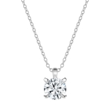 3.00 Ctw Round Solitaire Cubic Zirconia Classic Four Prong Pendant with 18 inch Silver Chain, 925 Sterling Silver
