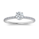 925 Sterling Silver Hidden Halo Solitaire Ring, 0.54 ctw, Round Cubic Zirconia