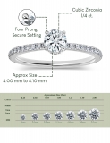 925 Sterling Silver Hidden Halo Solitaire Ring, 0.54 ctw, Round Cubic Zirconia