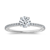 925 Sterling Silver Hidden Halo Solitaire Ring, 0.79 ctw, Round Cubic Zirconia