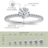925 Sterling Silver Hidden Halo Solitaire Ring, 0.79 ctw, Round Cubic Zirconia