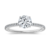 925 Sterling Silver Hidden Halo Solitaire Ring, 1.04 ctw, Round Cubic Zirconia