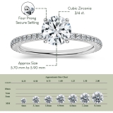925 Sterling Silver Hidden Halo Solitaire Ring, 1.04 ctw, Round Cubic Zirconia