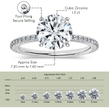 925 Sterling Silver Hidden Halo Solitaire Ring, 1.79 ctw, Round Cubic Zirconia
