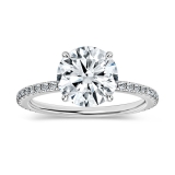 925 Sterling Silver Hidden Halo Solitaire Ring, 2.29 ctw, Round Cubic Zirconia