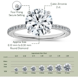 925 Sterling Silver Hidden Halo Solitaire Ring, 2.29 ctw, Round Cubic Zirconia