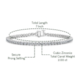 2.00 Ctw Round Cubic Zirconia Classic Linear Tennis Bracelet, 925 Sterling Silver