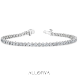 3.00 Ctw Round Cubic Zirconia Classic Linear Tennis Bracelet, 925 Sterling Silver