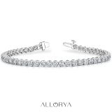5.00 Ctw Round Cubic Zirconia Classic Linear Tennis Bracelet, 925 Sterling Silver