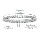 7.00 Ctw Round Cubic Zirconia Classic Linear Tennis Bracelet, 925 Sterling Silver