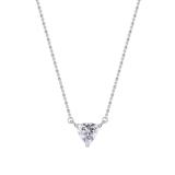 1.50 Ctw Trillion Cubic Zirconia 3 Prong Minimalist Solitaire Pendant with 18 inch Silver Chain, 925 Sterling Silver