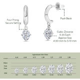 0.50 Ctw Oval Cubic Zirconia Solitaire Classic Drop Earrings for Women in 925 Sterling Silver in Push Back