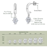 0.50 Ctw Oval Cubic Zirconia Solitaire Classic Drop Earrings for Women in 925 Sterling Silver in Screw Back