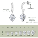 1.50 Ctw Oval Cubic Zirconia Solitaire Classic Drop Earrings for Women in 925 Sterling Silver in Screw Back