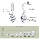 2.00 Ctw Oval Cubic Zirconia Solitaire Classic Drop Earrings for Women in 925 Sterling Silver in Push Back