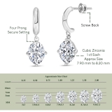 2.00 Ctw Oval Cubic Zirconia Solitaire Classic Drop Earrings for Women in 925 Sterling Silver in Screw Back