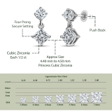 0.50 Ctw Princess & 0.18 Ctw Round Cubic Zirconia Minimalist Drop Earrings for Her in 925 Sterling Silver in Push Back