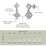 0.50 Ctw Princess & 0.18 Ctw Round Cubic Zirconia Minimalist Drop Earrings for Her in 925 Sterling Silver in Screw Back