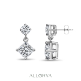 1.00 Ctw Princess & 0.18 Ctw Round Cubic Zirconia Minimalist Drop Earrings for Her in 925 Sterling Silver in Push Back