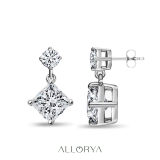 1.50 Ctw Princess & 0.18 Ctw Round Cubic Zirconia Minimalist Drop Earrings for Her in 925 Sterling Silver in Push Back