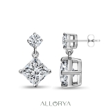 2.00 Ctw Princess & 0.18 Ctw Round Cubic Zirconia Minimalist Drop Earrings for Her in 925 Sterling Silver in Push Back
