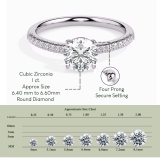 925 Sterling Silver 4 Prong Solitaire Engagement Ring , 2.25 Cttw Round Cubic Zirconia