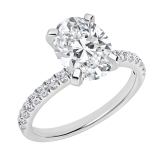 925 Sterling Silver Classic Solitaire Ring 2.25 Cttw, Oval & Round Cubic Zirconia
