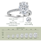 925 Sterling Silver Classic Solitaire Ring 3.25 Cttw, Oval & Round Cubic Zirconia