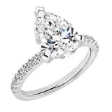 925 Sterling Silver Teardrop Ring, 3.25 ctw Pear & Round Cubic Zirconia